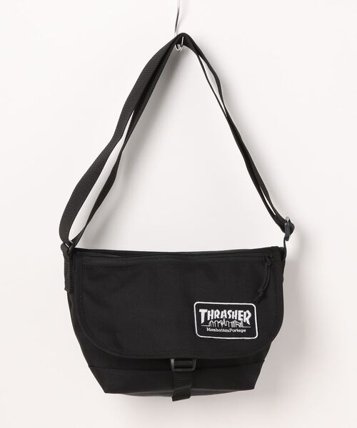 Manhattan Portage(マンハッタンポーテージ)の「Nylon Messenger Bag JR Flap Zipper Pocket Embroidered Patch THRASHER(メッセンジャーバッグ・メンズ・ブラック・SMALL)」の16枚目の写真