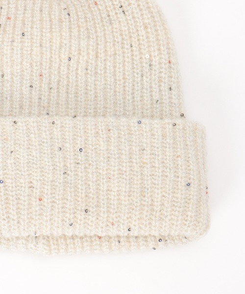 ikka（イッカ）の「スパンコールラメ混ニットワッチ（ニットキャップ/ビーニー・レディース・ピンク/オフホワイト/グレー/チャコールグレー・FREE）」の7枚目の写真