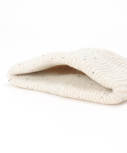 ikka（イッカ）の「スパンコールラメ混ニットワッチ（ニットキャップ/ビーニー・レディース・ピンク/オフホワイト/グレー/チャコールグレー・FREE）」の8枚目の写真