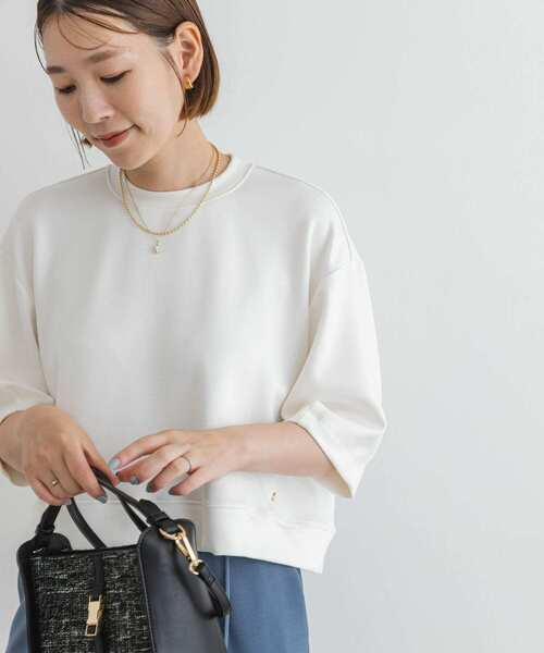 F by ROSSO(エフバイロッソ)の「F by ROSSO ダンボールコクーンプルオーバー(Tシャツ/カットソー・レディース・ホワイト/ネイビー・FREE)」の1枚目の写真