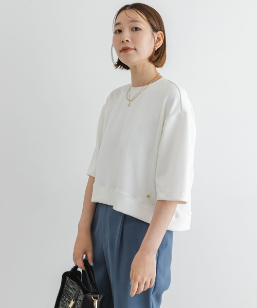 F by ROSSO(エフバイロッソ)の「F by ROSSO ダンボールコクーンプルオーバー(Tシャツ/カットソー・レディース・ホワイト/ネイビー・FREE)」の4枚目の写真