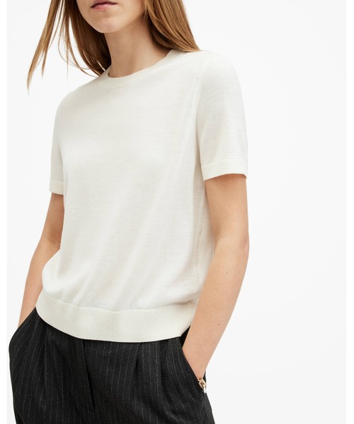 ALLSAINTS（オールセインツ）の「BERN CREW NECK MERINO WOOL T-SHIRT | BERN クルー ネック メリノウール Tシャツ（Tシャツ/カットソー・レディース・ホワイト・S/M/XS/L）」の4枚目の写真