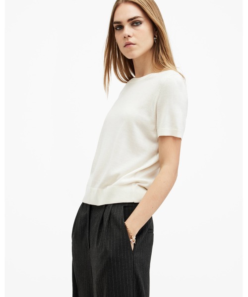 ALLSAINTS（オールセインツ）の「BERN CREW NECK MERINO WOOL T-SHIRT | BERN クルー ネック メリノウール Tシャツ（Tシャツ/カットソー・レディース・ホワイト・S/M/XS/L）」の6枚目の写真