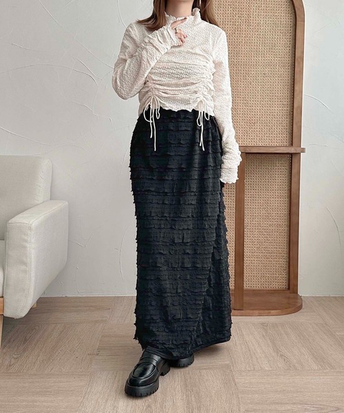 apres jour clair（アプレジュールクレア）の「【apres jour clair】レースドロストトップス【ZOZOTOWN限定アイテム】（Tシャツ/カットソー・レディース・アイボリー/ブラック/ブラウン系その他・X-LARGE/フリー）」の9枚目の写真