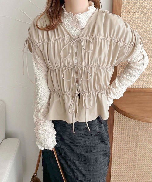 apres jour clair（アプレジュールクレア）の「【apres jour clair】レースドロストトップス【ZOZOTOWN限定アイテム】（Tシャツ/カットソー・レディース・アイボリー/ブラック/ブラウン系その他・X-LARGE/フリー）」の11枚目の写真