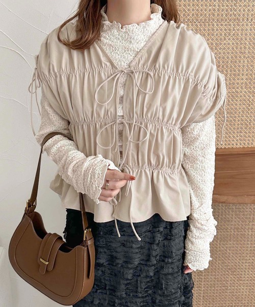apres jour clair（アプレジュールクレア）の「【apres jour clair】レースドロストトップス【ZOZOTOWN限定アイテム】（Tシャツ/カットソー・レディース・アイボリー/ブラック/ブラウン系その他・X-LARGE/フリー）」の12枚目の写真