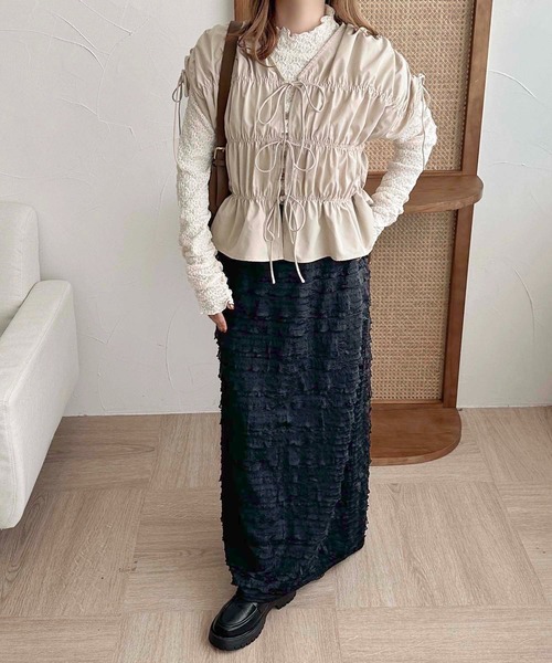 未使用品　クロレ　CLORE＋　トップス セール】【apres jour clair】レースドロストトップス【ZOZOTOWN