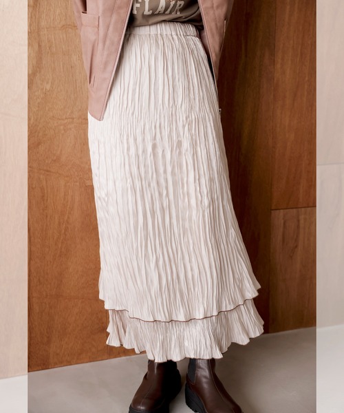 VIS（ビス）の「ワッシャーIラインスカート（スカート・レディース・ライトグレー/ベージュ・FREE）」の2枚目の写真