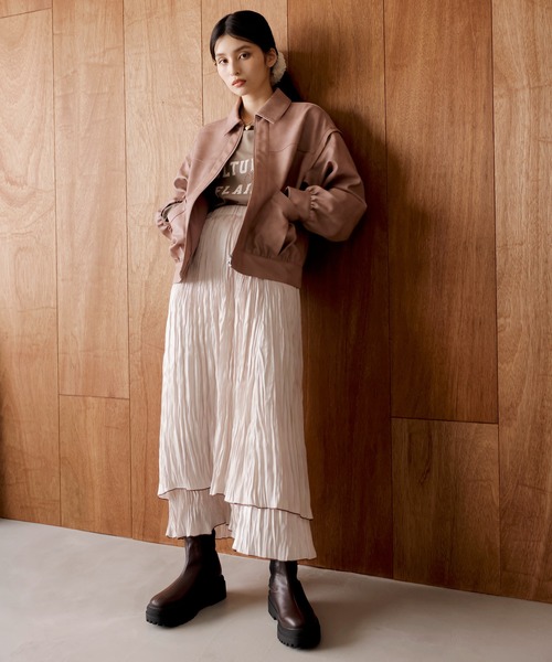 VIS（ビス）の「ワッシャーIラインスカート（スカート・レディース・ライトグレー/ベージュ・FREE）」の5枚目の写真