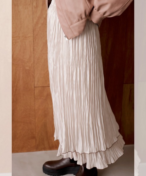 VIS（ビス）の「ワッシャーIラインスカート（スカート・レディース・ライトグレー/ベージュ・FREE）」の6枚目の写真