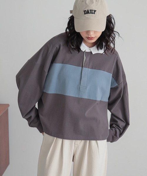 n'OrLABEL(ノアールレーベル)の「『ラガーシャツ』(Tシャツ/カットソー・レディース・ブラウン/グレー/ブラック・FREE)」の2枚目の写真