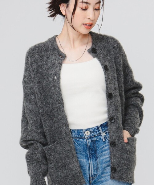 【セール】モヘヤ混 クルーネック ニット カーディガン（カーディガン/ボレロ）｜B:MING by BEAMS（ビーミングバイビームス）