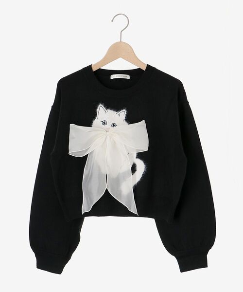 MAJESTIC LEGON（マジェスティックレゴン）の「フワフワネコちゃんリボンニット（ニット/セーター・レディース・ブルー系その他5/ブラック/アイボリー/ボルドー/グレー/ピンク・MEDIUM）」の8枚目の写真