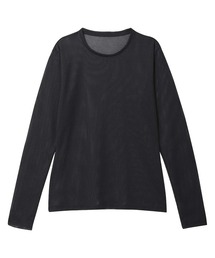 AMPHI（アンフィ）の「ソフトメッシュ× オーガニックコットン混 長袖 トップス(メッシュ素材)（Tシャツ/カットソー）」