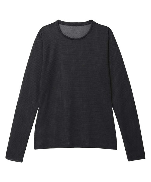 セール】ソフトメッシュ× オーガニックコットン混 長袖 トップス