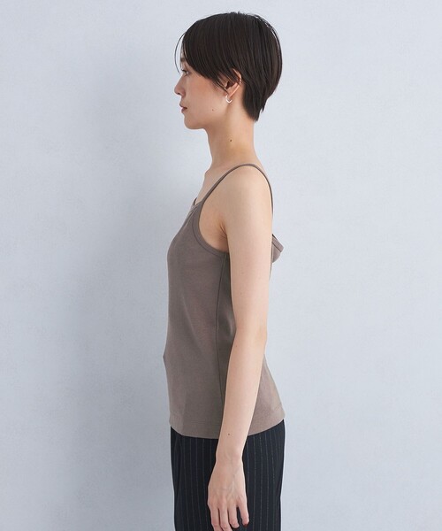 green label relaxing（グリーンレーベルリラクシング）の「Re`ep Cotton リープコットン リブ キャミソール（キャミソール・レディース・ブラック/モカ/オフホワイト・FREE）」の7枚目の写真