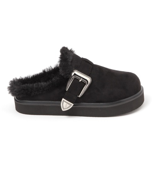 BAYFLOW（ベイフロー）の「[撥水機能付き]メタルバックルファークロッグ（スリッポン・レディース・ベージュ/ブラック・MEDIUM/LARGE）」の5枚目の写真