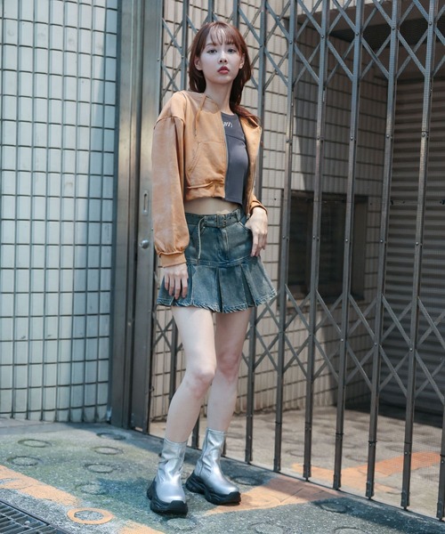 3.3 Field Trip (3.3フィールドトリップ)の「【セットアップ対応】3.3 Field Trip/ピグメントZIPフーディー(ウラケ)(パーカー・レディース・ライトグレー/ブラウン・FREE)」の4枚目の写真