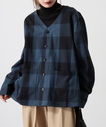BIG MIKE BIG MIKE Heavy flannel shirt cardigan ビックマイク ノーカラーチェックヘビーフランネルシャツ カーディガン