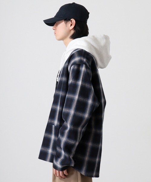 BIG MIKE(ビッグマイク)の「BIG MIKE BIG MIKE Heavy flannel shirt cardigan ビックマイク ノーカラーチェックヘビーフランネルシャツ カーディガン(カーディガン/ボレロ・メンズ・ブラック×グリーン/ネイビー・XL/L)」の13枚目の写真