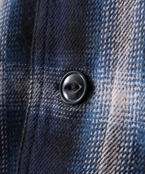 BIG MIKE(ビッグマイク)の「BIG MIKE BIG MIKE Heavy flannel shirt cardigan ビックマイク ノーカラーチェックヘビーフランネルシャツ カーディガン(カーディガン/ボレロ・メンズ・ブラック×グリーン/ネイビー・XL/L)」の9枚目の写真