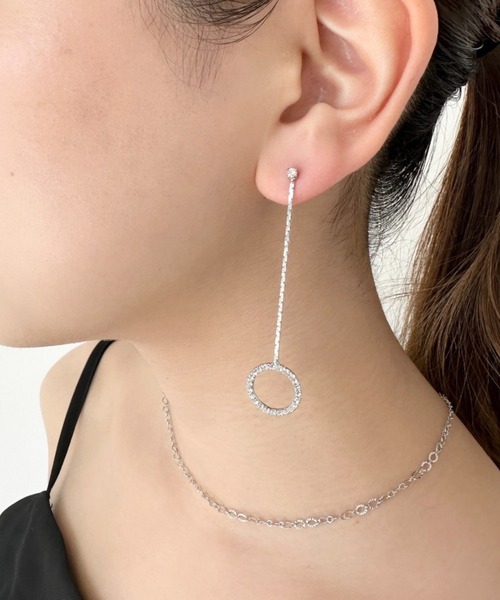 bijou circle long Pierce  (両耳用)