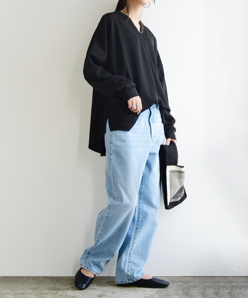 and it_(アンドイット)の「デニムストレートパンツ(デニムパンツ・レディース・ブルー・S/M/L)」の4枚目の写真