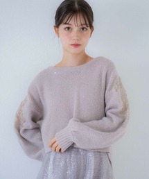 スパンコール刺繍ニット