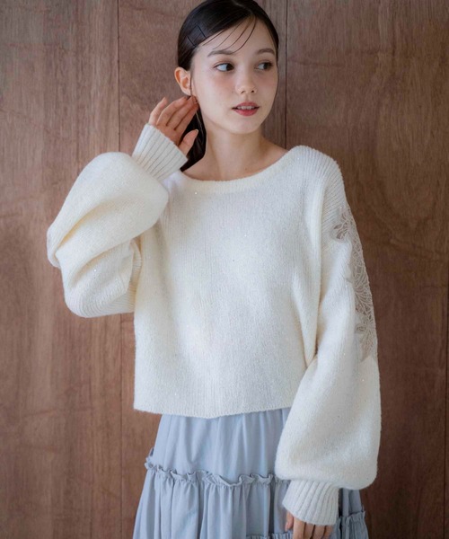 NOELA(ノエラ)の「スパンコール刺繍ニット(ニット/セーター・レディース・ライトグレー/ピンク/オフホワイト・フリー)」の8枚目の写真