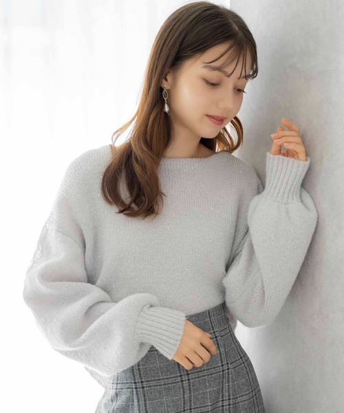 NOELA(ノエラ)の「スパンコール刺繍ニット(ニット/セーター・レディース・ライトグレー/ピンク/オフホワイト・フリー)」の11枚目の写真