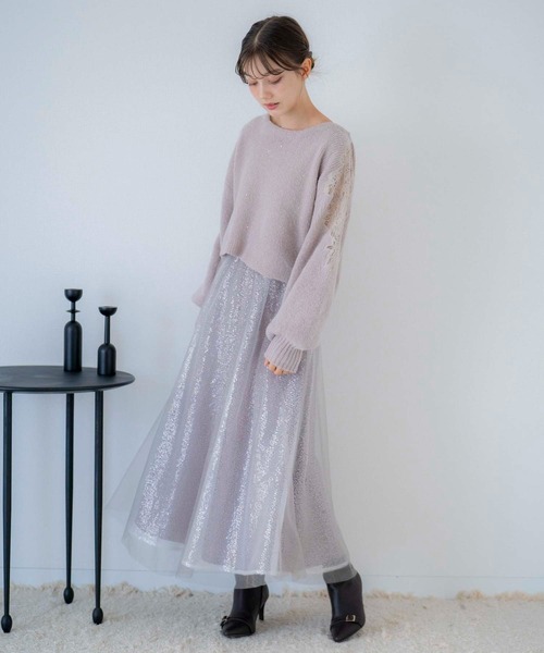 NOELA(ノエラ)の「スパンコール刺繍ニット(ニット/セーター・レディース・ライトグレー/ピンク/オフホワイト・フリー)」の22枚目の写真