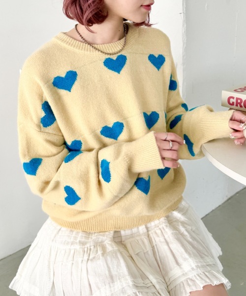 SOLLON.(ソルロン)の「ラインハートニットプルオーバー(ニット/セーター・レディース・ネイビー/イエロー/ブラック/アイボリー・FREE)」の4枚目の写真
