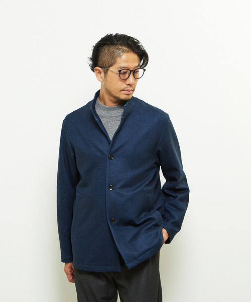 MEN'S MELROSE(メンズメルローズ)の「ダウンファブリックスタンドカラーシャツブルゾン(ブルゾン・メンズ・ネイビー/チャコールグレー・4/5/2/3)」の1枚目の写真