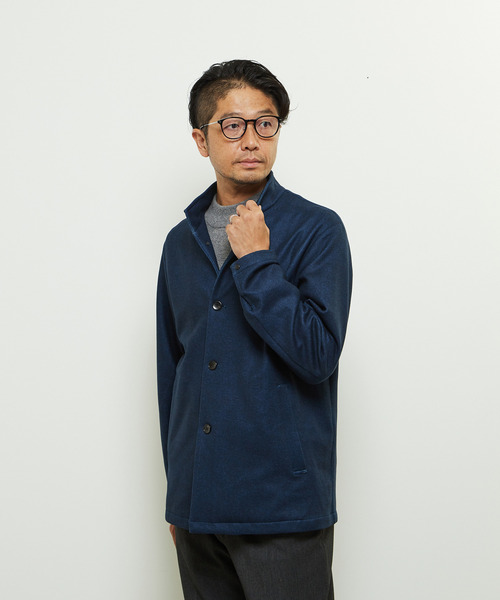 MEN'S MELROSE(メンズメルローズ)の「ダウンファブリックスタンドカラーシャツブルゾン(ブルゾン・メンズ・ネイビー/チャコールグレー・4/5/2/3)」の15枚目の写真