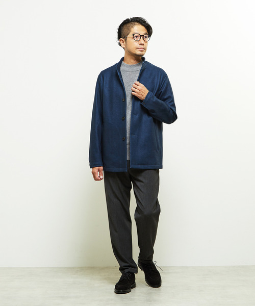 MEN'S MELROSE(メンズメルローズ)の「ダウンファブリックスタンドカラーシャツブルゾン(ブルゾン・メンズ・ネイビー/チャコールグレー・4/5/2/3)」の18枚目の写真