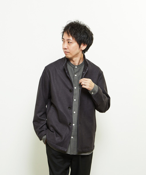 MEN'S MELROSE(メンズメルローズ)の「ダウンファブリックスタンドカラーシャツブルゾン(ブルゾン・メンズ・ネイビー/チャコールグレー・4/5/2/3)」の19枚目の写真