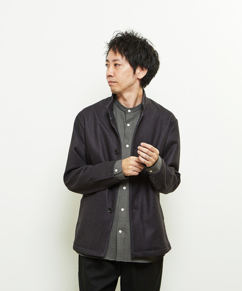 MEN'S MELROSE(メンズメルローズ)の「ダウンファブリックスタンドカラーシャツブルゾン(ブルゾン・メンズ・ネイビー/チャコールグレー・4/5/2/3)」の20枚目の写真