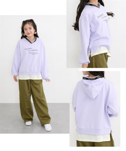 QUNTSTYLE(キュントスタイル)の「あったか裏起毛♪プリントパーカー(スウェット・キッズ・パープル/ミント/ブラック・100/150/160/120/130/140/110)」の9枚目の写真