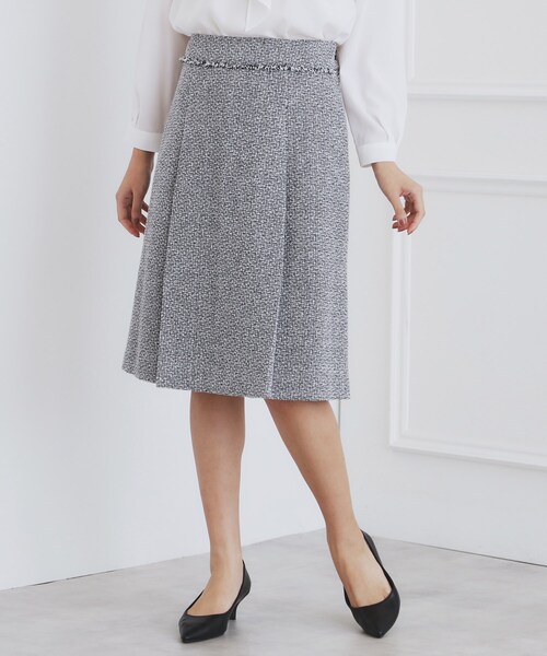 index（インデックス）の「＜通勤・セレモニー/セットアップ対応＞Aラインツイードスカート【洗える】（スカート・レディース・ブラック系3/ネイビー/ナチュラル・36/38/40/42）」の2枚目の写真