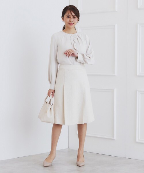 index（インデックス）の「＜通勤・セレモニー/セットアップ対応＞Aラインツイードスカート【洗える】（スカート・レディース・ブラック系3/ネイビー/ナチュラル・36/38/40/42）」の5枚目の写真