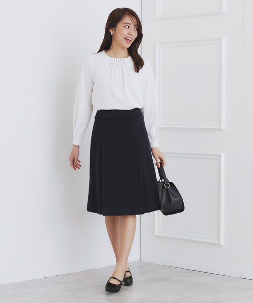 index（インデックス）の「＜通勤・セレモニー/セットアップ対応＞Aラインツイードスカート【洗える】（スカート・レディース・ブラック系3/ネイビー/ナチュラル・36/38/40/42）」の9枚目の写真