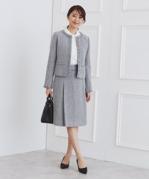 index（インデックス）の「＜通勤・セレモニー/セットアップ対応＞Aラインツイードスカート【洗える】（スカート・レディース・ブラック系3/ネイビー/ナチュラル・36/38/40/42）」の14枚目の写真