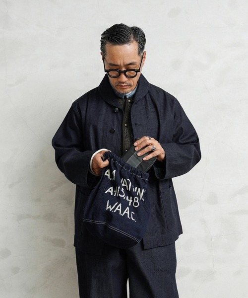 WAIPER.inc（ワイパーインク）の「米軍 1940's U.S.ARMY M-37 デニムバラック パーソナルエフェクツバッグ MADE OF”KAIHARA DENIM”WAIPER.inc【WP1040】（ショルダーバッグ・メンズ・インディゴブルー/ブラック・ONE SIZE）」の9枚目の写真