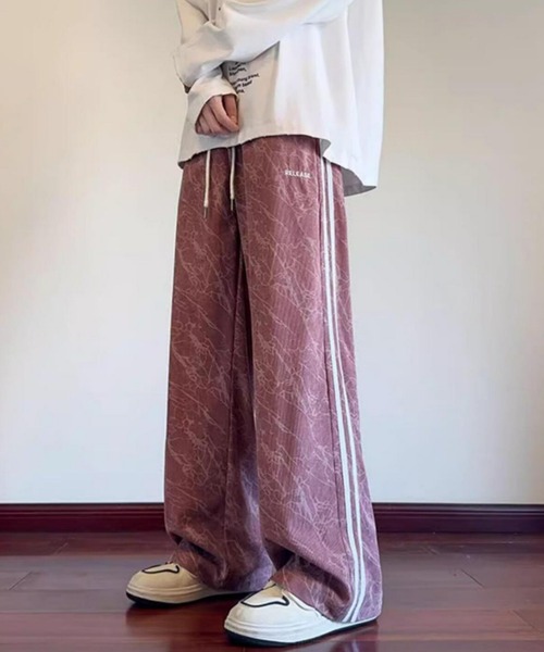 MGV(エムジーヴィー)の「サイドライン総柄ワイドパンツ(その他パンツ・メンズ・ブラック/グリーン/ピンク・MEDIUM/LARGE/X-LARGE)」の14枚目の写真