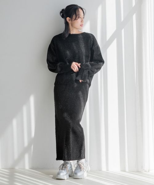 LOWRYS FARM(ローリーズファーム)の「2WAYシャギーラメジッププルオーバーLS 156563(ニット/セーター・レディース・ブラック/グレー・FREE)」の9枚目の写真