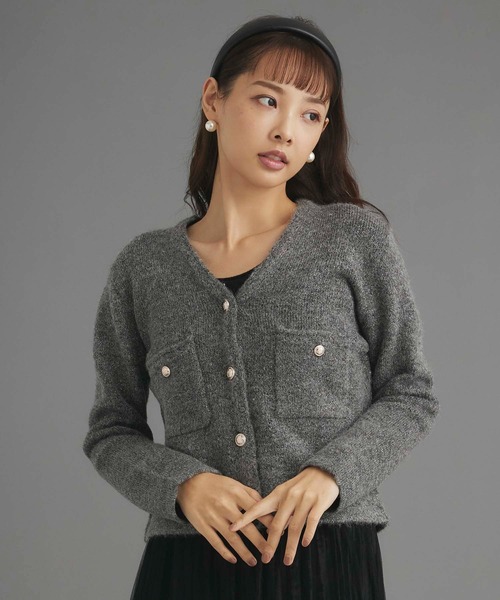 fifth(フィフス)の「ポケット付Vネックカーディガン(カーディガン/ボレロ・レディース・グレー/ベージュ・M)」の1枚目の写真