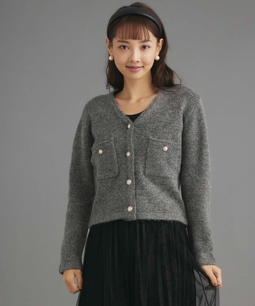 fifth(フィフス)の「ポケット付Vネックカーディガン(カーディガン/ボレロ・レディース・グレー/ベージュ・M)」の3枚目の写真