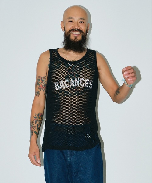 BACANCES ALL INCLUSIVE（バカンサスオールインクルーシブ）の「BC MESH MARINA TANKTOP [B LOGO]（タンクトップ・メンズ・ブラック/ホワイト・L/XL）」の4枚目の写真