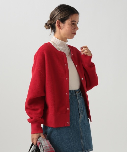 BAYFLOW（ベイフロー）の「[前後で着られる]2WAYフリースショートカーディガン（カーディガン/ボレロ・レディース・ベージュ/チャコール/レッド・FREE）」の19枚目の写真