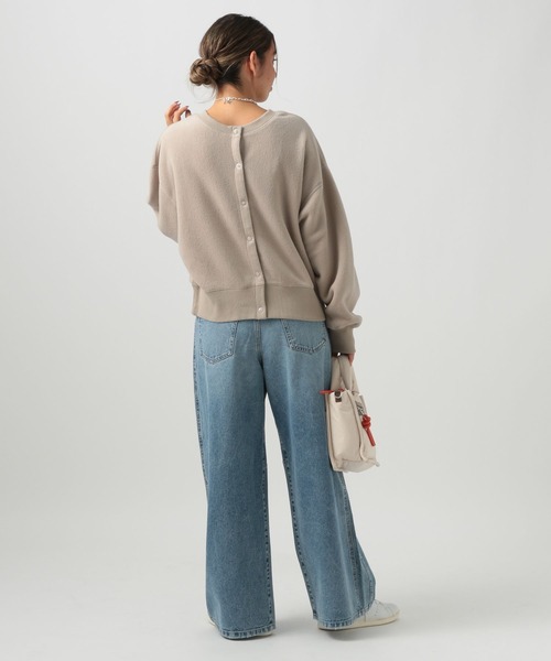 BAYFLOW（ベイフロー）の「[前後で着られる]2WAYフリースショートカーディガン（カーディガン/ボレロ・レディース・ベージュ/チャコール/レッド・FREE）」の14枚目の写真